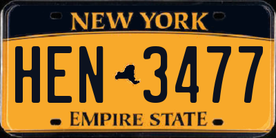 NY license plate HEN3477