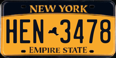NY license plate HEN3478