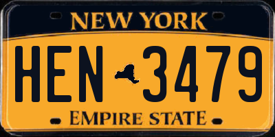 NY license plate HEN3479