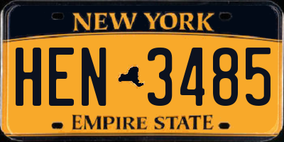 NY license plate HEN3485