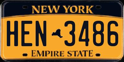 NY license plate HEN3486