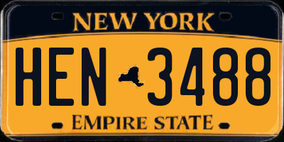 NY license plate HEN3488