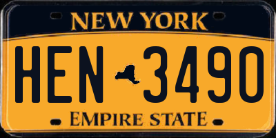 NY license plate HEN3490