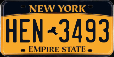 NY license plate HEN3493