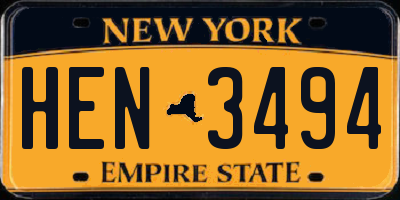 NY license plate HEN3494