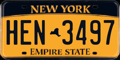 NY license plate HEN3497