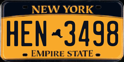 NY license plate HEN3498