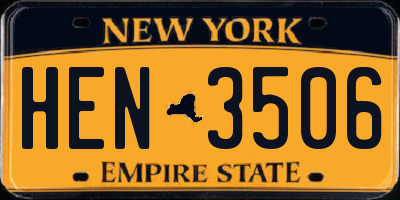 NY license plate HEN3506