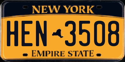NY license plate HEN3508