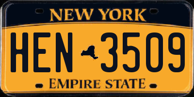 NY license plate HEN3509