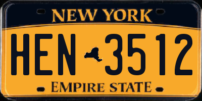 NY license plate HEN3512