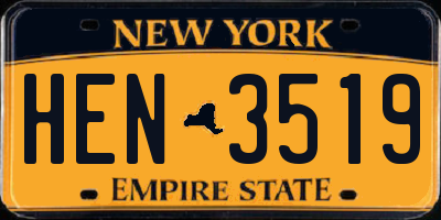 NY license plate HEN3519