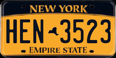 NY license plate HEN3523