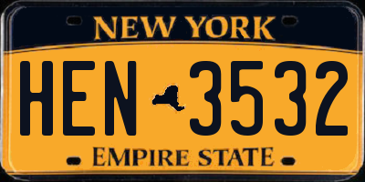 NY license plate HEN3532