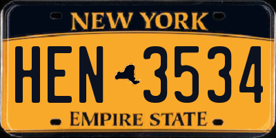 NY license plate HEN3534