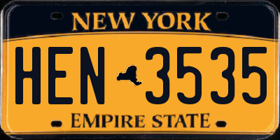 NY license plate HEN3535