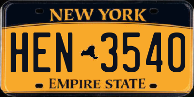 NY license plate HEN3540
