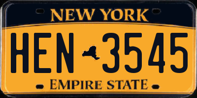 NY license plate HEN3545