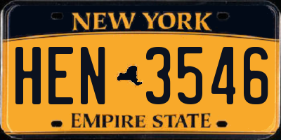NY license plate HEN3546