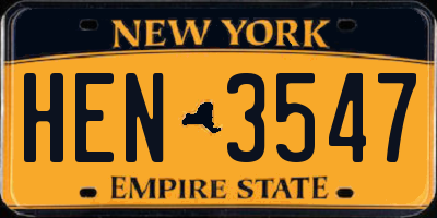 NY license plate HEN3547