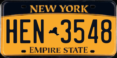 NY license plate HEN3548