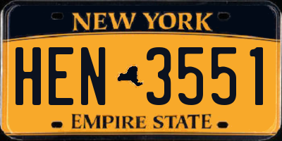 NY license plate HEN3551