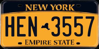 NY license plate HEN3557