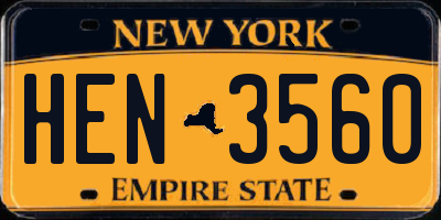 NY license plate HEN3560