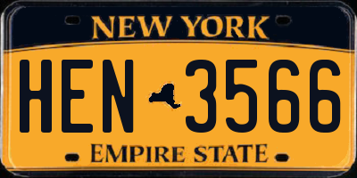 NY license plate HEN3566