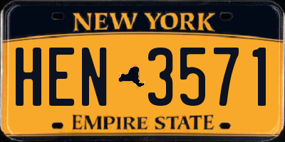 NY license plate HEN3571
