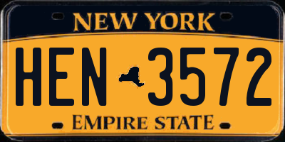 NY license plate HEN3572