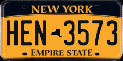 NY license plate HEN3573