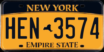 NY license plate HEN3574