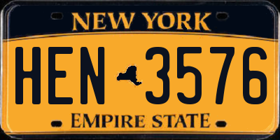 NY license plate HEN3576