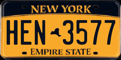 NY license plate HEN3577