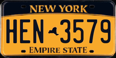 NY license plate HEN3579