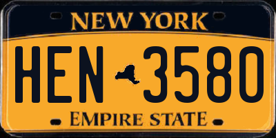 NY license plate HEN3580