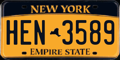 NY license plate HEN3589