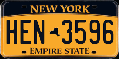 NY license plate HEN3596