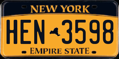 NY license plate HEN3598
