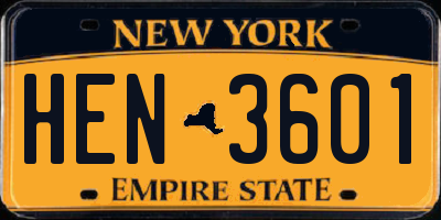 NY license plate HEN3601
