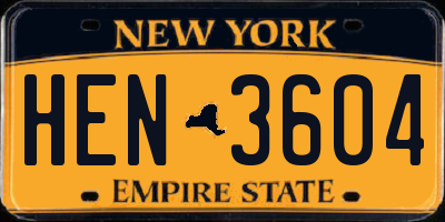 NY license plate HEN3604