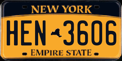 NY license plate HEN3606