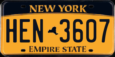 NY license plate HEN3607