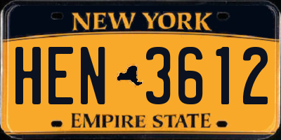 NY license plate HEN3612