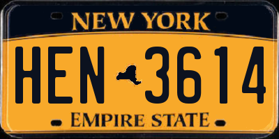 NY license plate HEN3614