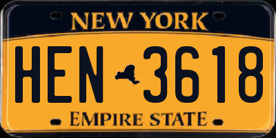 NY license plate HEN3618