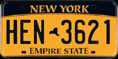 NY license plate HEN3621