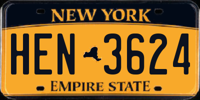 NY license plate HEN3624