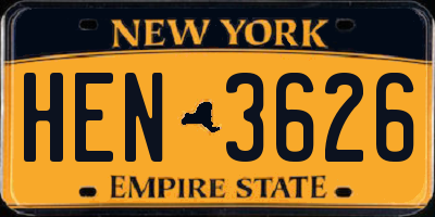 NY license plate HEN3626